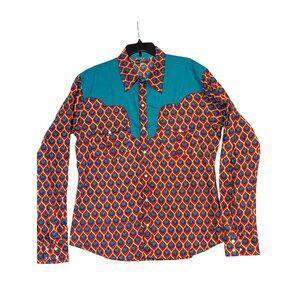 Apsara XXL Western Style Snap Front Shirt With Vibrant Peacock Feather Print & T